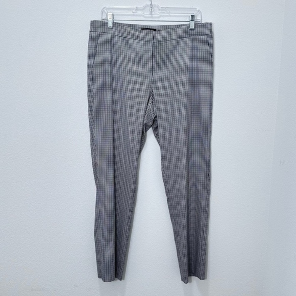 Lafayette 148 Women's Manhattan Blue Brown Plaid Career Office Dress Pant Size 8